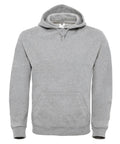 The B&C Collection BA405 is a plain gray hoodie featuring a front pocket and hood.