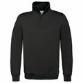 A black quarter-zip pullover sweatshirt from B&C Collection, model BA406, featuring a high collar and showcased against a plain white background.
