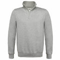 BA406 by B&C Collection is a gray pullover sweatshirt featuring a stand-up collar and a half-zip front.