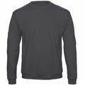 The B&C Collection BA409 is a plain dark gray crewneck sweatshirt featuring long sleeves.
