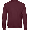 Product BA409 from B&C Collection is a maroon crewneck sweatshirt featuring long sleeves against a white background. It boasts a soft, comfortable fabric and a simple design with ribbed collar, cuffs, and hem.