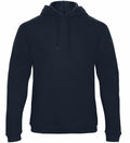 The B&C Collection BA411 is a plain black pull-over hoodie featuring long sleeves, a front pouch pocket, and adjustable drawstrings on the hood.