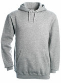 B&C Collection BA420 gray hoodie, featuring drawstrings and a front pocket, displayed on a white background.