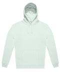 A light grey hoodie sweatshirt with a hood, front pocket, and drawstrings is displayed flat on a white background.