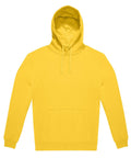 A yellow Hoodies sweatshirt featuring a hood with drawstrings and a front pocket, displayed flat on a white background.