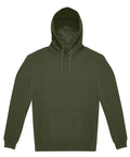 A dark green Hoodies sweatshirt with a hood, drawstrings, and a front kangaroo pocket, shown laid flat on a white background.