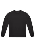 The Sweatshirts product is a plain black crew neck with long sleeves, ribbed collar, cuffs, and hem, shown laid flat on a white background.