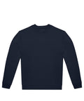 A plain navy blue crewneck sweatshirt from our Sweatshirts collection, featuring long sleeves and no logos or patterns, is displayed flat on a white background.