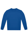A royal blue, long-sleeved crew neck sweatshirt is shown laid flat on a white background.