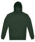 A dark green "Hoodies" sweatshirt with a front pocket and drawstrings, laid flat on a white background.
