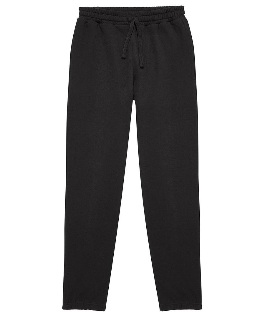 The Sweatpants feature an elasticated waistband, drawstring, and straight legs in plain black, shown laid flat on a white background.