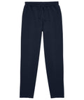 Navy blue tracksuit bottoms with an elasticated waistband and drawstring, displayed flat on a white background.