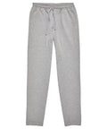 The sweatpants are light grey with an elastic waistband, drawstring, and elastic cuffs at the ankles. They are displayed flat on a white background.