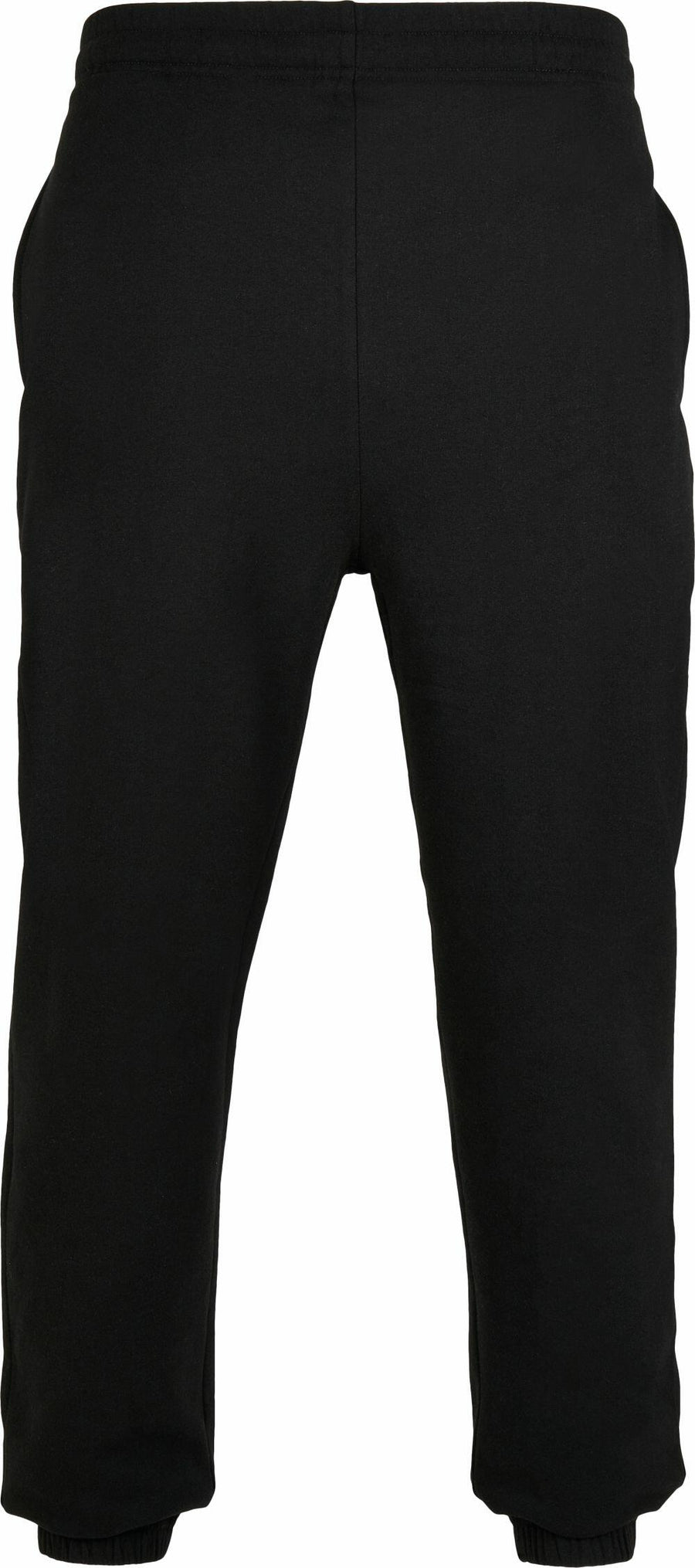 BB002 sweatpants by Build Your Brand Basic, featuring an elastic waistband and cuffed ankles in black.