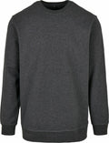 The BB003 dark gray crewneck sweatshirt with long sleeves from Build Your Brand Basic is displayed against a white background.