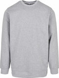 The BB003 by Build Your Brand Basic is a plain gray sweatshirt featuring long sleeves and a round neckline. It has a soft, smooth texture and is showcased against a plain white background without any additional design or embellishments.