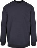 A BB003 sweatshirt by Build Your Brand Basic, featuring a plain black crewneck design with long sleeves, displayed against a white background.