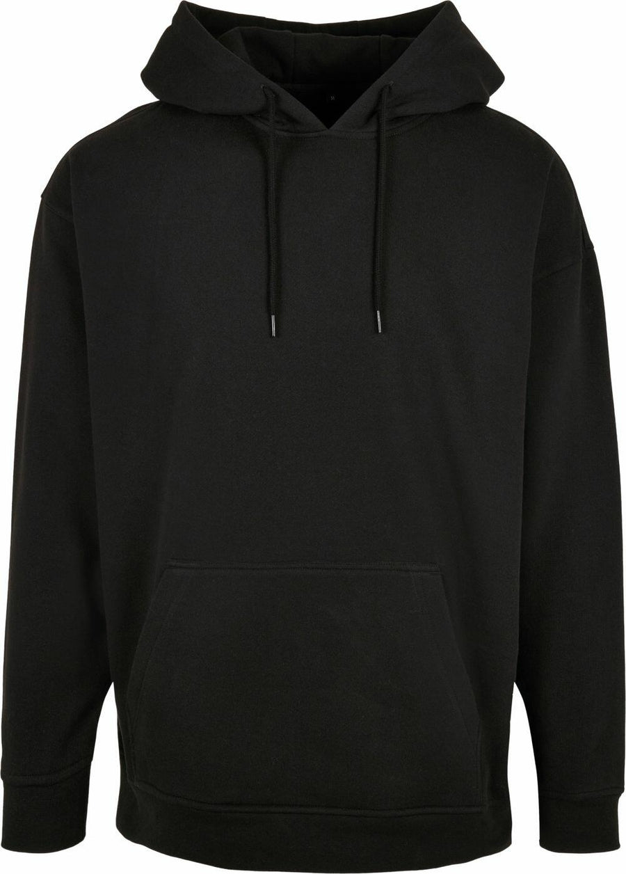 BB006 from Build Your Brand Basic, featuring a front pocket and drawstring hood, set against a white background.