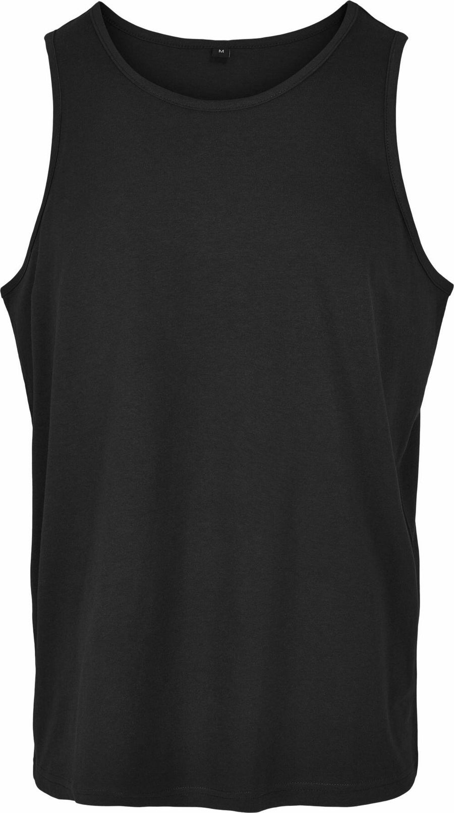 BB011, a black sleeveless tank top from Build Your Brand Basic, displayed on a plain white background.