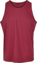 A plain, red sleeveless BB011 tank top from Build Your Brand Basic, displayed on a white background.