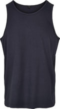 A plain black sleeveless tank top with a round neckline, displayed against a white background, from the Build Your Brand Basic collection (Product Code: BB011).