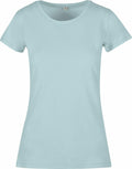 BB012 light blue short-sleeve T-shirt by Build Your Brand Basic, featuring a plain design, displayed on a white background.