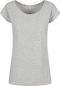 The BB013 t-shirt, from Build Your Brand Basic, is displayed on a white background. It features a plain design in light gray with short sleeves and a round neckline.