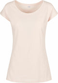 The BB013 by Build Your Brand Basic is a plain light beige short-sleeve T-shirt with a crew neck design and a simple, casual style, set against a white background.