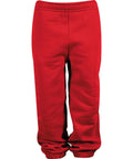 Red joggers with an elastic waistband and ankle cuffs, made from soft, comfortable fabric. Displayed against a plain white background.