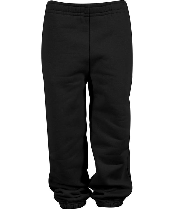 Build Your Brand Basic Women's basic joggers in black, featuring an elasticated waistband and ankle cuffs, displayed against a white background.