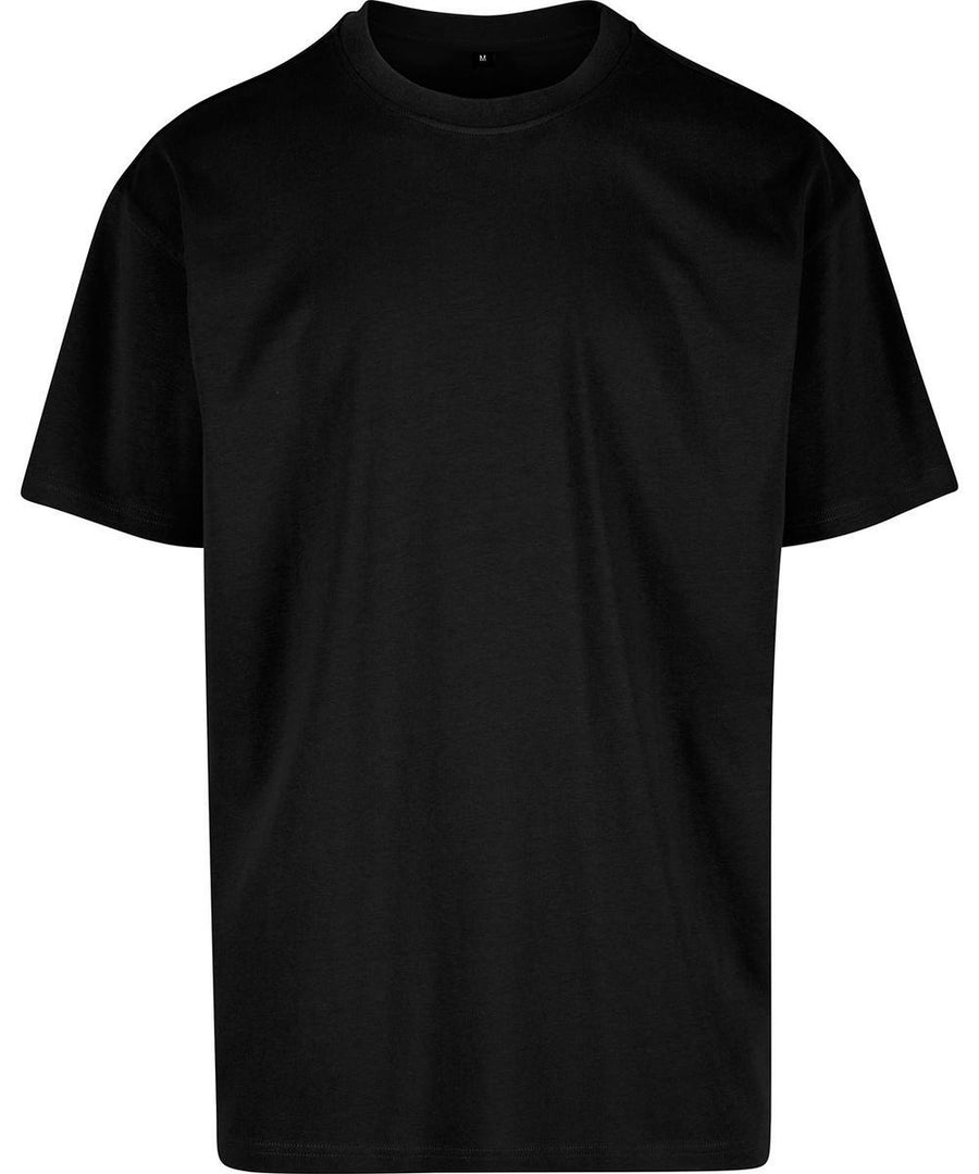 A relaxed-fit plain black T-shirt short-sleeve with a crew neckline, shown on a white background. The simple design is unadorned for a classic, versatile look.