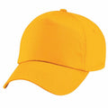 Beechfield's BC010 is a bright yellow baseball cap featuring a curved brim and an adjustable back strap, displayed against a plain white background.
