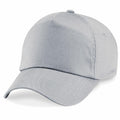A plain, light gray BC010 baseball cap by Beechfield featuring a curved brim and a button on top.