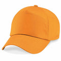 A Beechfield BC010 cap featuring a curved brim and an adjustable strap in orange.