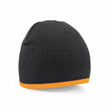 Beechfield's BC044, a black knit beanie featuring an orange trim.