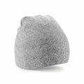 The BC044 beanie by Beechfield is displayed against a white background. It features a soft, textured gray knit fabric and boasts a simple, classic design with no visible logos or decorations.