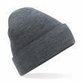 Beechfield's BC045 features a gray knit beanie hat with a wide folded brim, showcased against a white background.