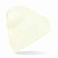 The Beechfield BC045 is a knit beanie in cream featuring a folded cuff, displayed against a white background.
