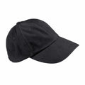 The Beechfield BC057 baseball cap, featuring a plain black design and a curved brim, is displayed against a white background.