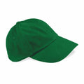 A Beechfield green baseball cap, model BC057, featuring a curved brim and six panels.