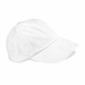 Product BC057 by Beechfield is a classic white baseball cap featuring a curved brim and six-panel construction. Each panel includes subtle ventilation holes, and the cap is crafted from a soft fabric. Pictured on a white background, this cap's straightforward and minimalist design is elegantly highlighted.