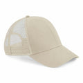 Introducing the Beechfield BC060: a stylish beige baseball cap featuring a solid front and mesh back. Designed with a curved brim and topped with a button, this cap perfectly balances style and functionality.