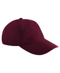 The Caps product is a plain maroon baseball cap with a curved peak and top button, displayed from the side on a white background.