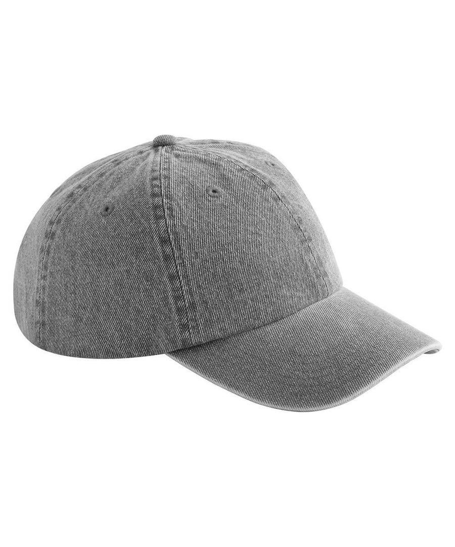 A caps product in plain grey, made from textured fabric, displayed at a three-quarter angle on a white background.