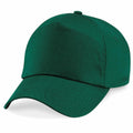 A plain green baseball cap with a curved brim from Beechfield, identified as model BC10B.