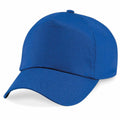A Beechfield BC10B baseball cap in plain blue, featuring a curved brim and an adjustable back.