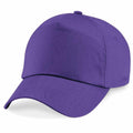 A Beechfield BC10B baseball cap showcased against a white backdrop, featuring a curved brim, six panels, and a button on top.