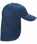 The Beechfield BC11B is a navy blue sun hat featuring a long neck flap for added protection.