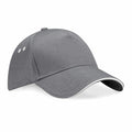 The BC15C, a product by Beechfield, is a gray baseball cap featuring a curved brim and two small ventilation eyelets on each side. The design is simple and does not include any visible logos or patterns.