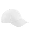 The Caps product features a plain white design with a curved brim, structured front panels, and mesh detailing on the back half. Shown from a side angle against a white background.